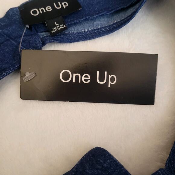 One Up Womens Dark Blue Stretchy Vest Large 90s Inspired Festival Western NWT - Picture 5 of 8